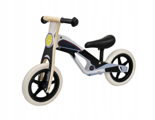 Drevený bicykel Toys F1F3-56246 balančný 12" čierny